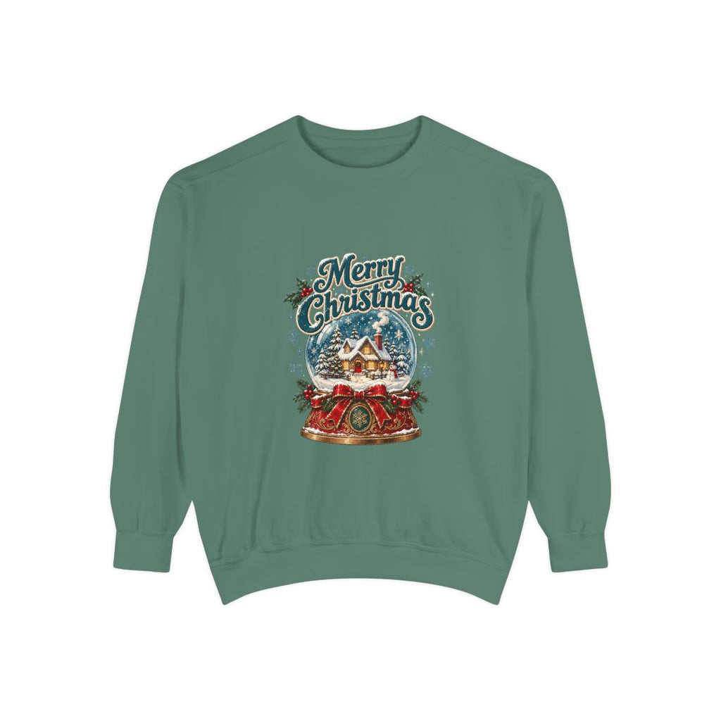 Merry Christmas Snow Globe Sweatshirt | Holiday Snow Globe Design