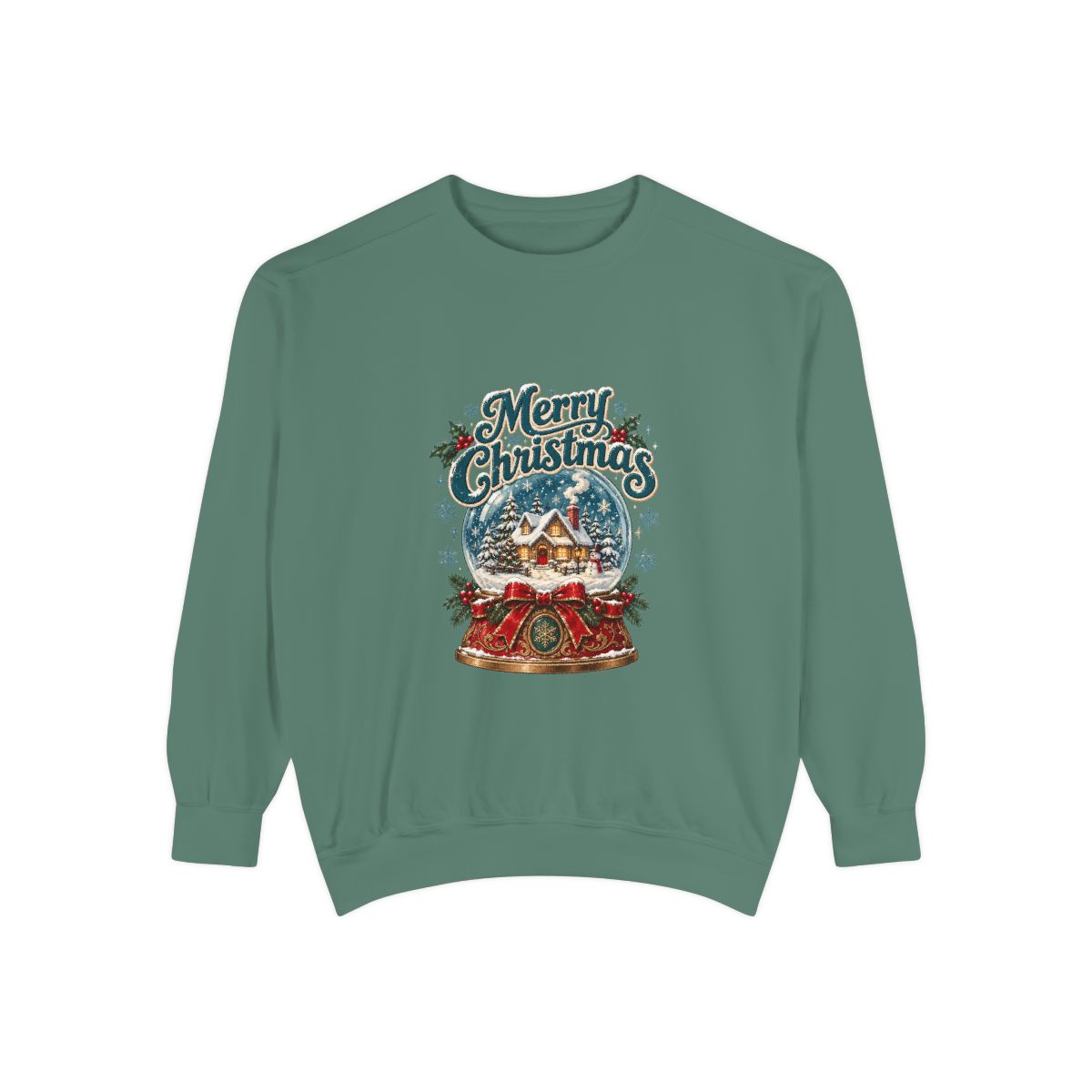 Merry Christmas Snow Globe Sweatshirt | Holiday Snow Globe Design