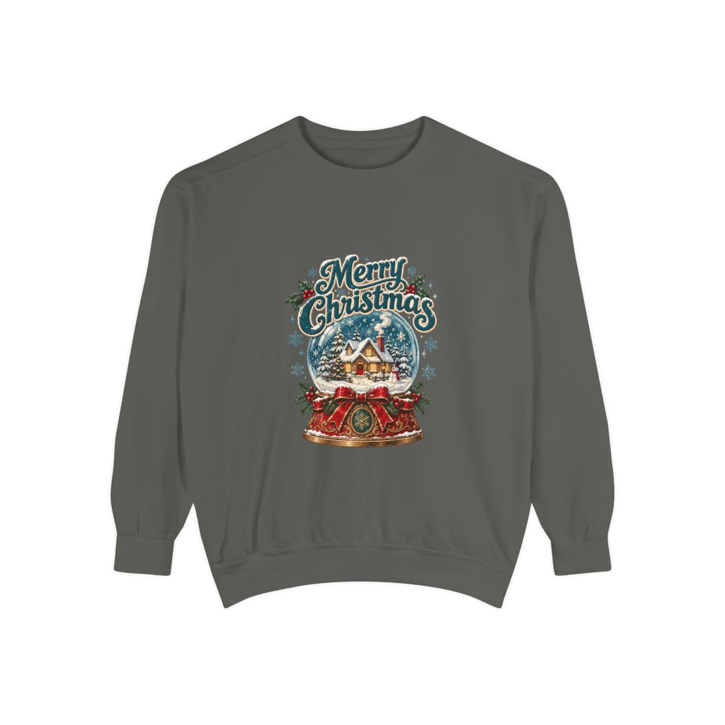 Merry Christmas Snow Globe Sweatshirt | Holiday Snow Globe Design