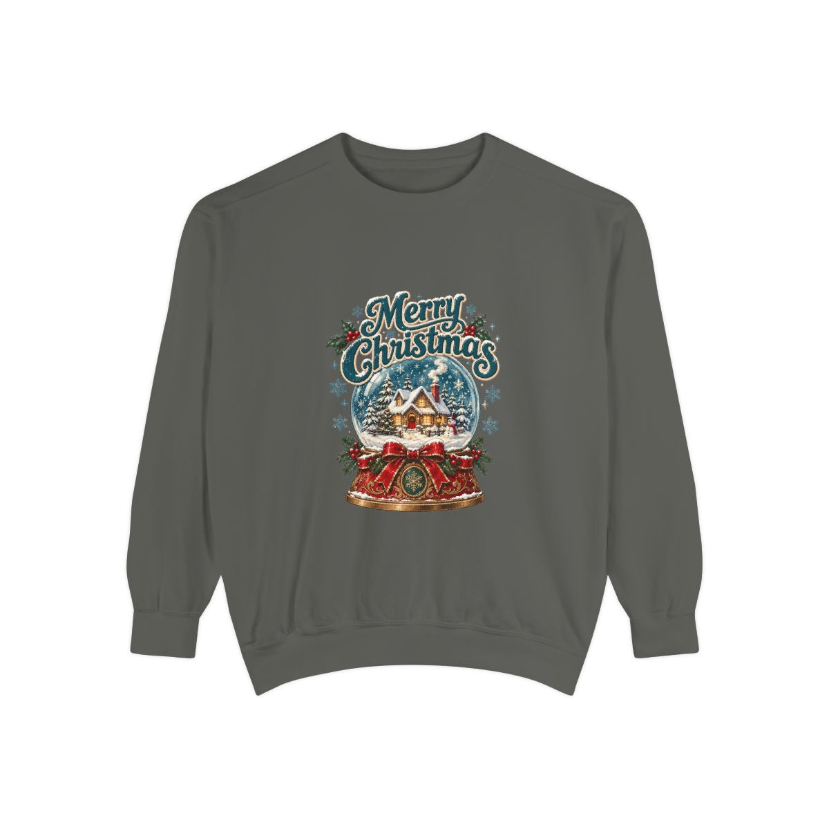Merry Christmas Snow Globe Sweatshirt | Holiday Snow Globe Design