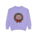 Merry Christmas Wreath Sweatshirt | Holiday Pine Garland, Red Bow, Festive Typography