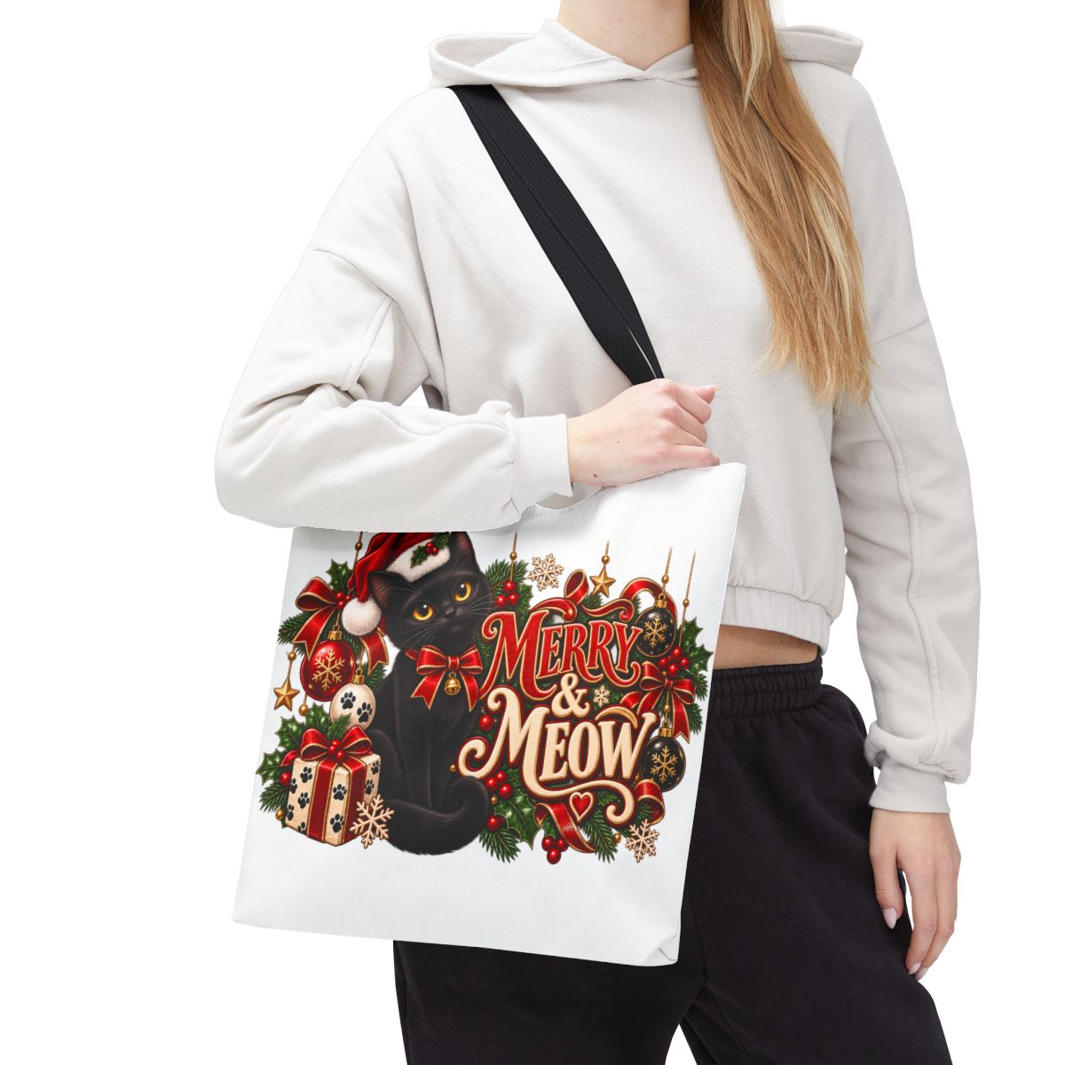 Merry & Meow Black Cat Christmas Tote