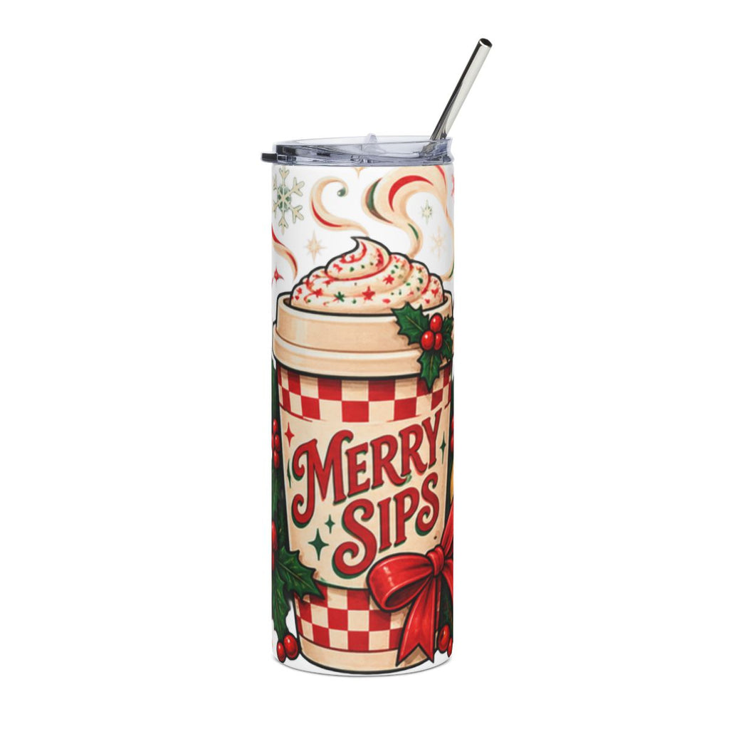 Merry Sips Holiday Coffee Cup Tumbler | 20oz Stainless Steel