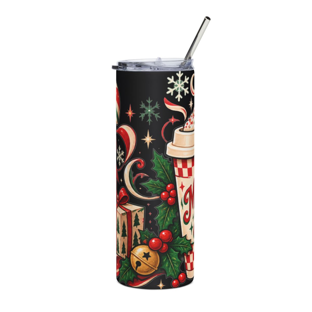 Merry Sips Holiday Coffee Cup Tumbler | 20oz Stainless Steel