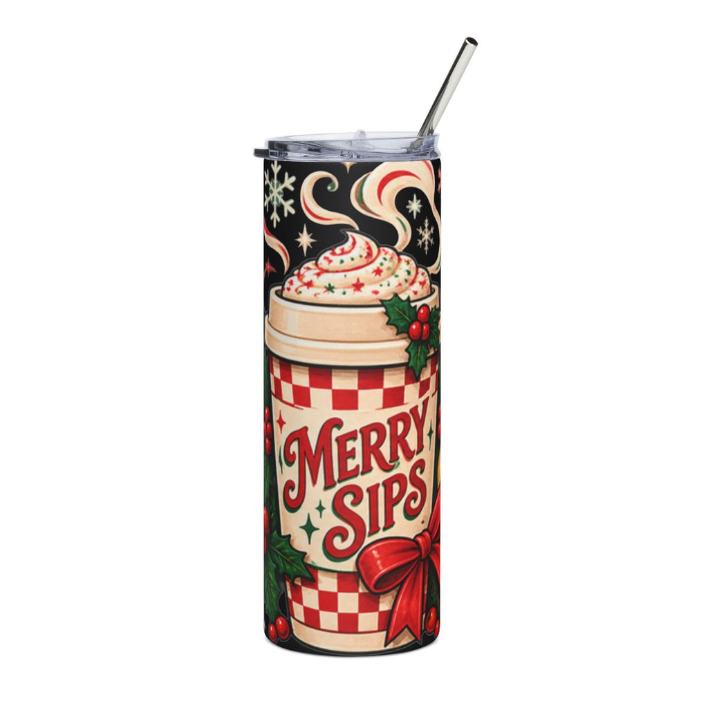 Merry Sips Holiday Coffee Cup Tumbler | 20oz Stainless Steel