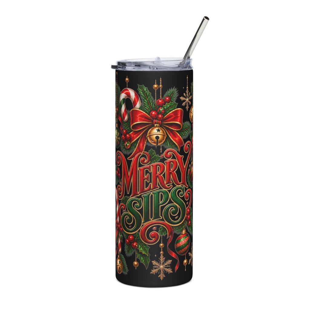 Merry Sips Tumbler | 20oz Stainless Steel Holiday Cup