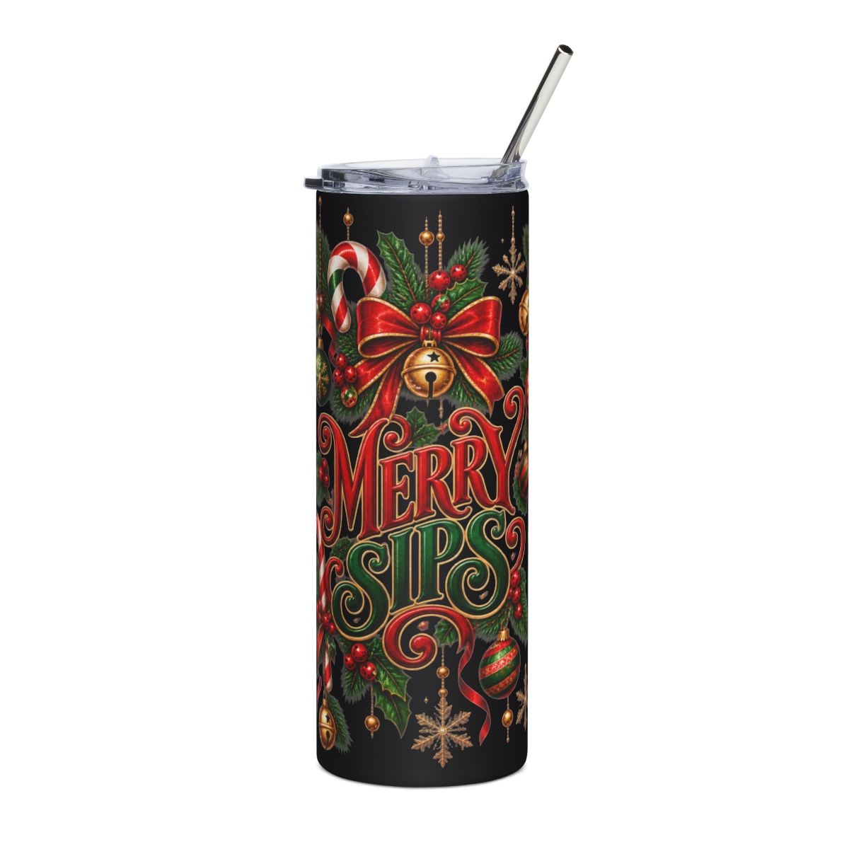 Merry Sips Tumbler | 20oz Stainless Steel Holiday Cup