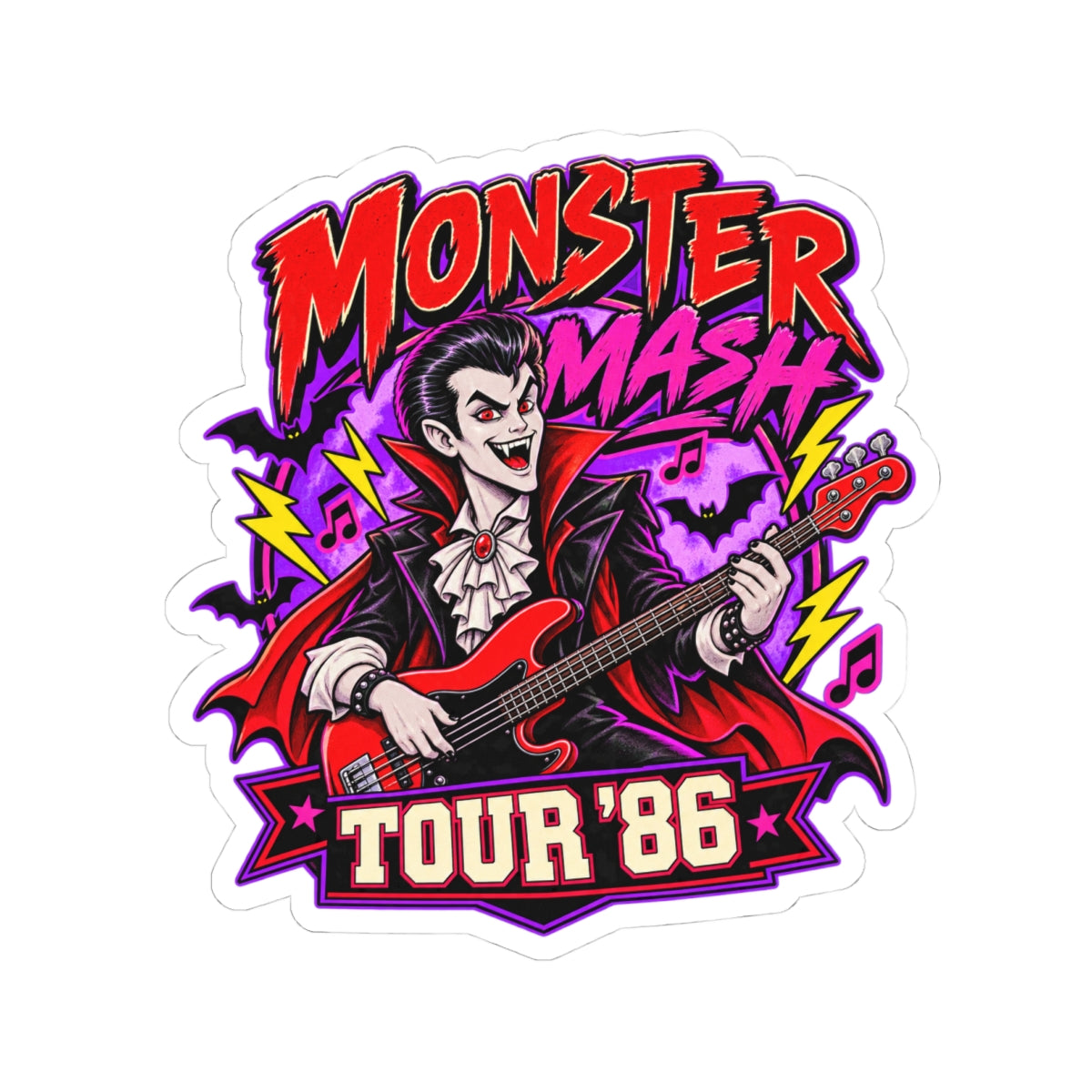 Monster Mash Tour '86 Kiss-Cut Stickers | Vampire Rock Band Sticker