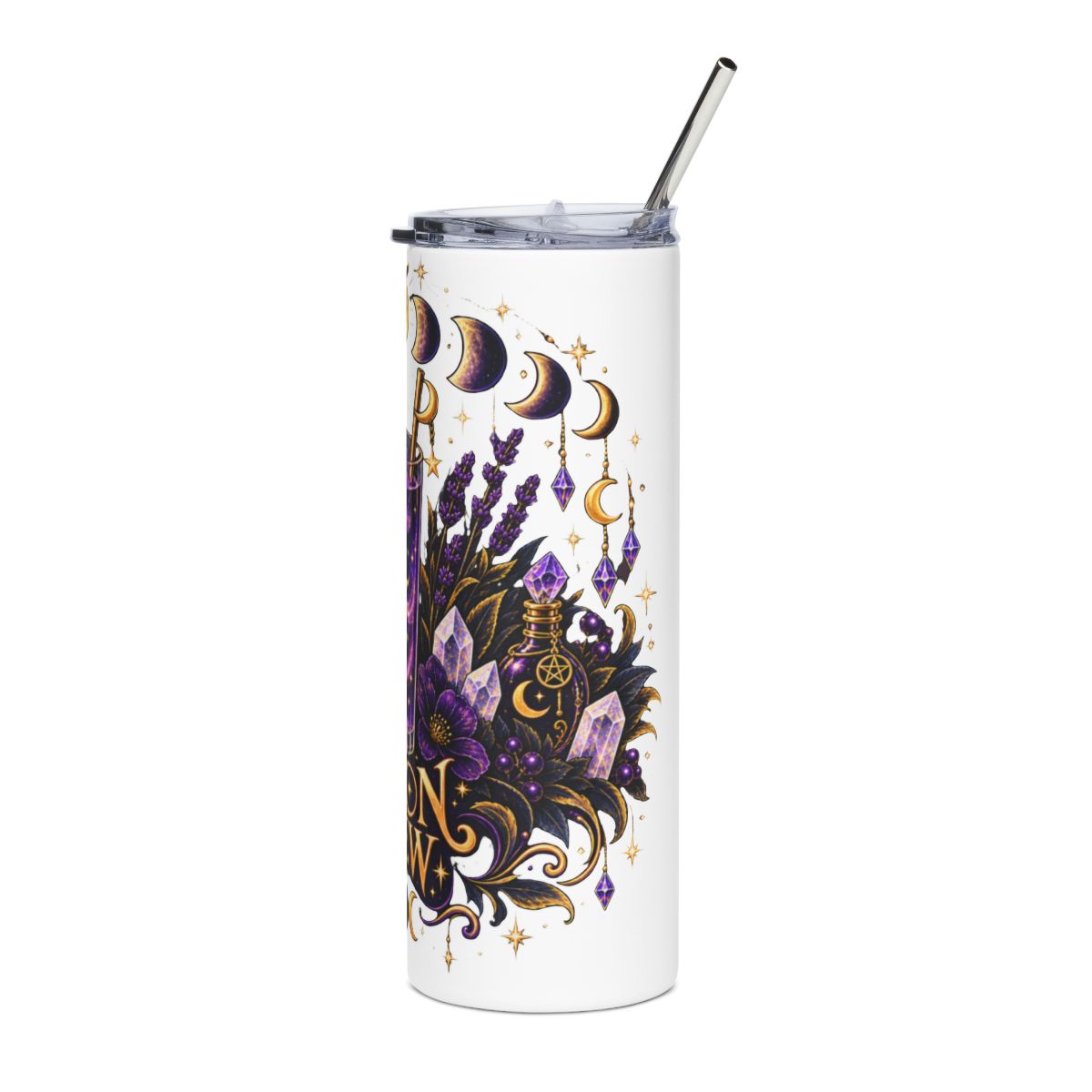 Moon Brew Celestial Tumbler | Witchy Moon Phases 20oz Insulated Travel Cup, Mystical Witchy Aesthetic Gift