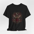 Moth and Rose Crescent Moon T-Shirt | Gothic Floral Moth Tee