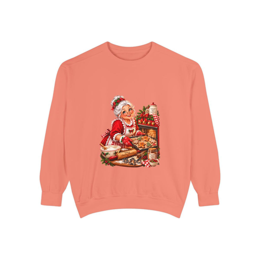 Mrs. Claus Baking Cookies Sweatshirt | Vintage Christmas Kitchen Illustration