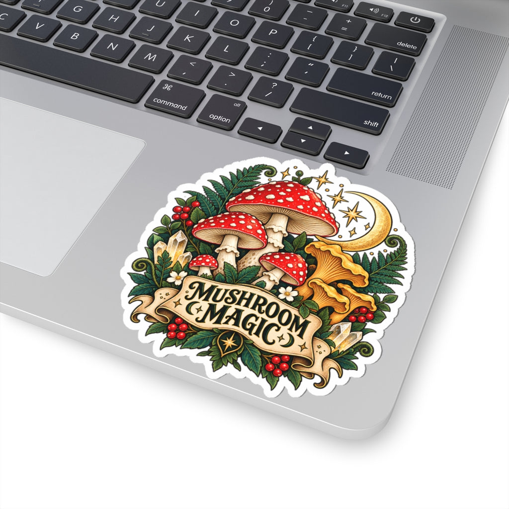 Mushroom Magic Kiss-Cut Sticker | Red Toadstool Moon Forest