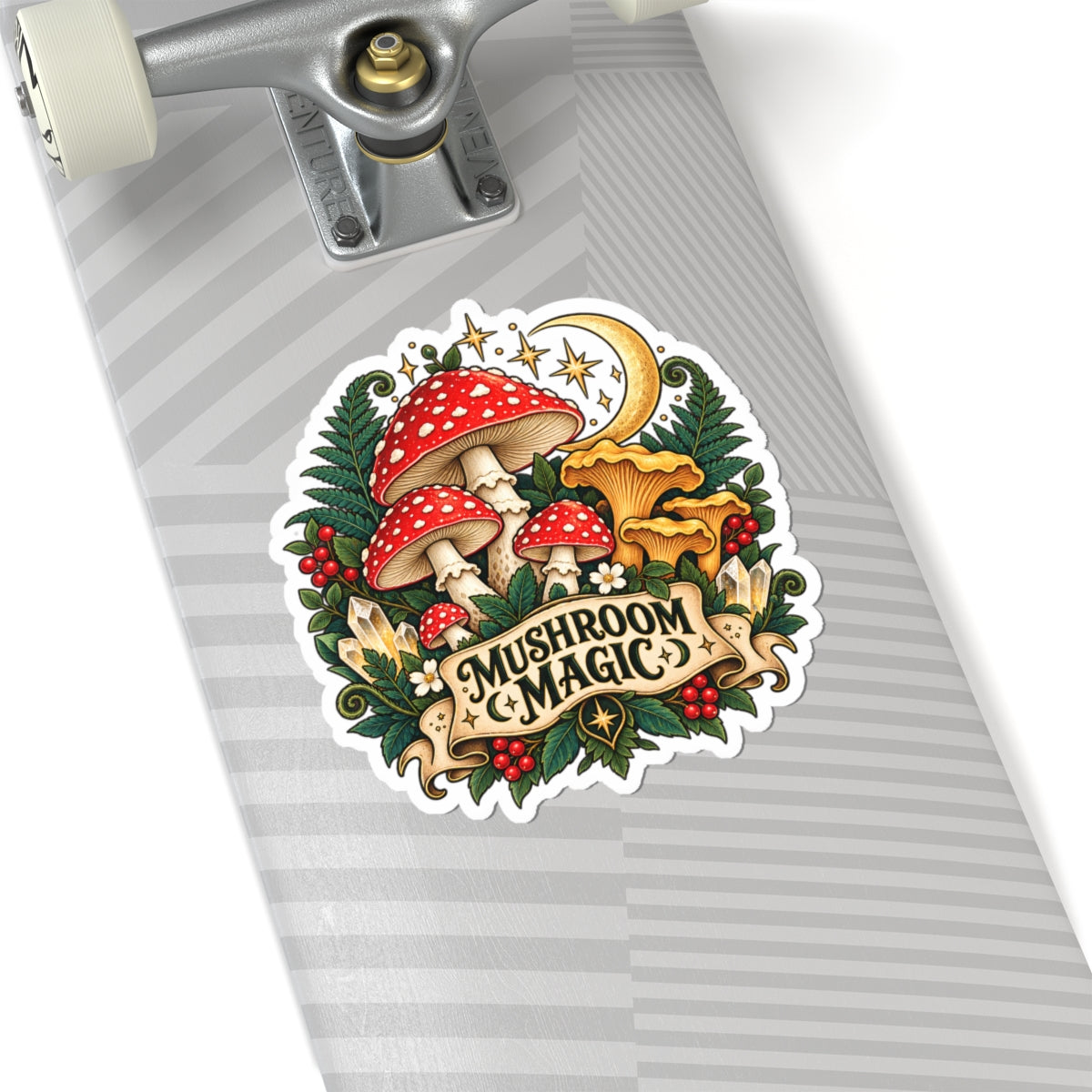 Mushroom Magic Kiss-Cut Sticker | Red Toadstool Moon Forest