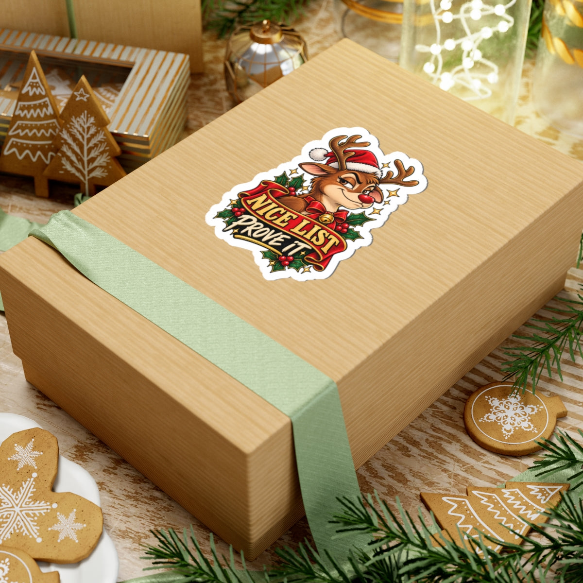 Nice List Prove It Reindeer Kiss-Cut Stickers | Christmas Holiday Vinyl Sticker
