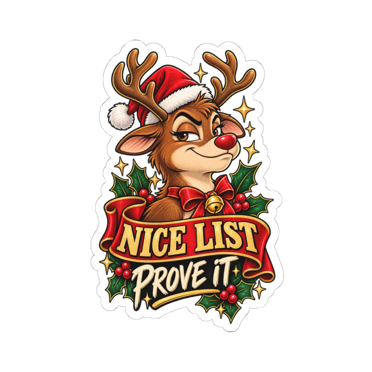 Nice List Prove It Reindeer Kiss-Cut Stickers | Christmas Holiday Vinyl Sticker