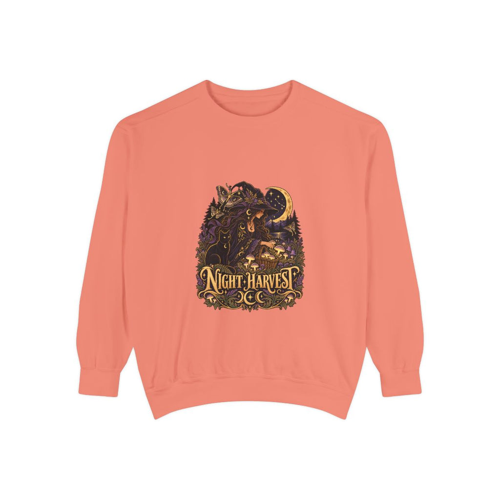 Night Harvest Witchcore Sweatshirt | Celestial Witch Mushroom Moon Graphic Crewneck, Witchy Aesthetic Fall Gift