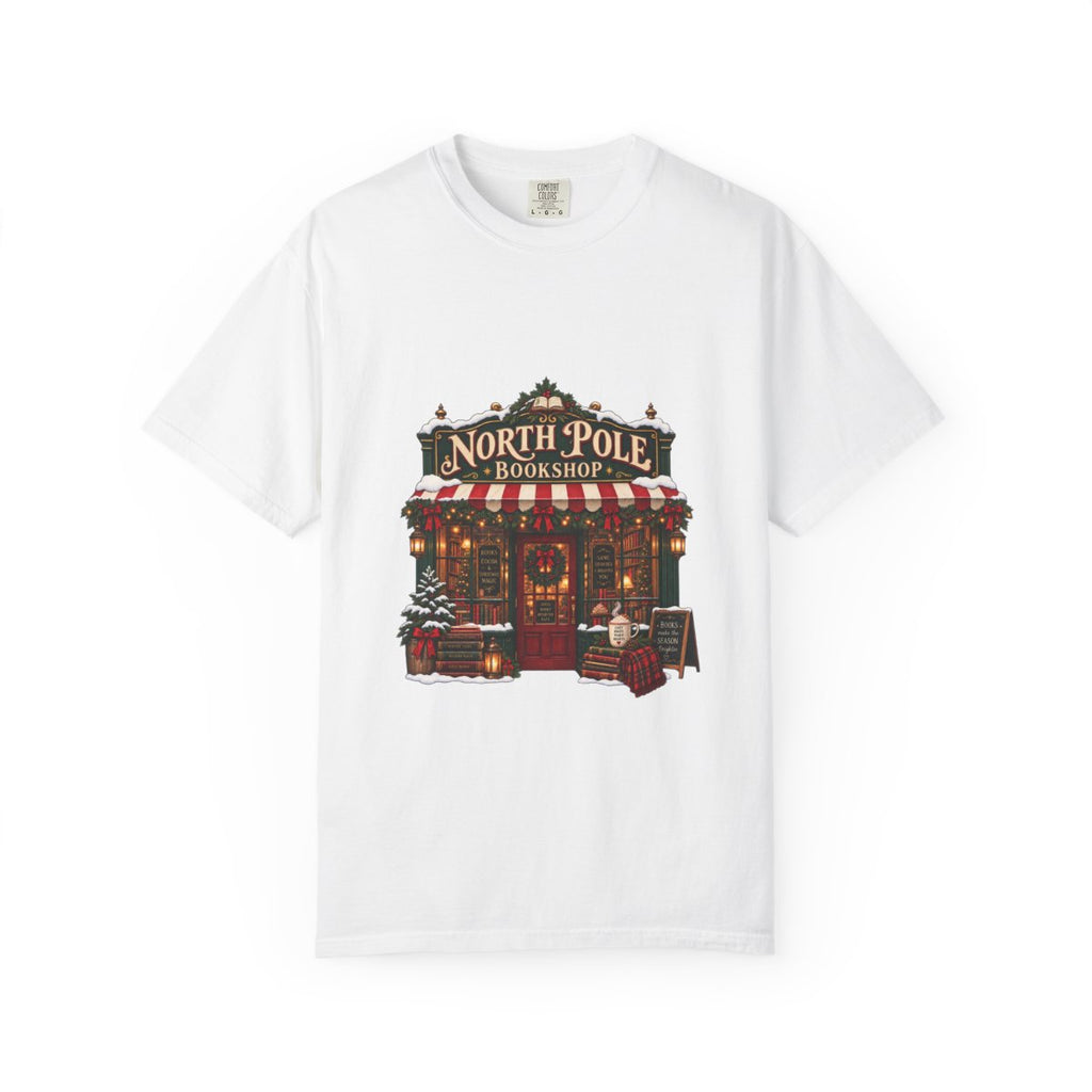 North Pole Bookshop T-shirt | Christmas bookstore illustration