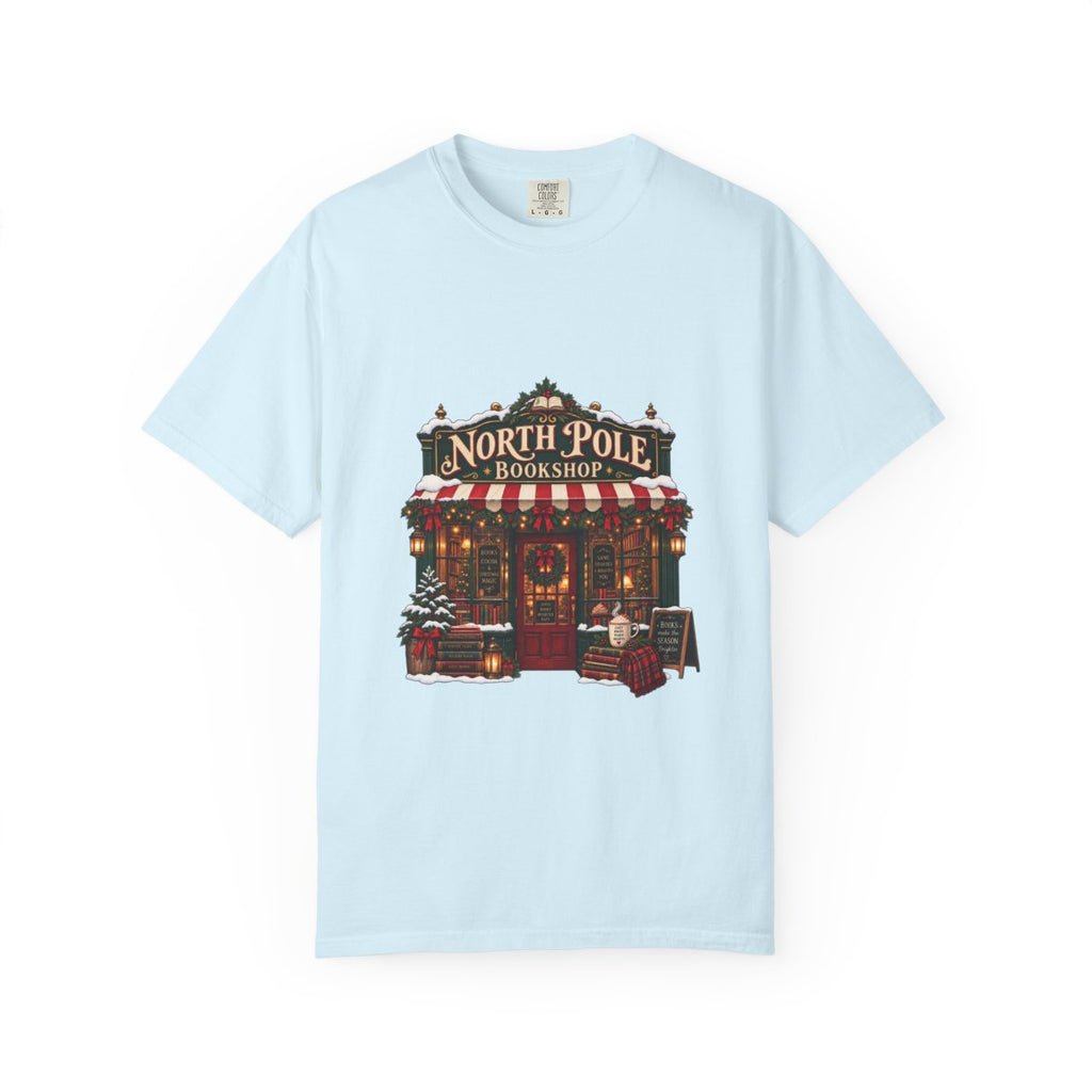North Pole Bookshop T-shirt | Christmas bookstore illustration
