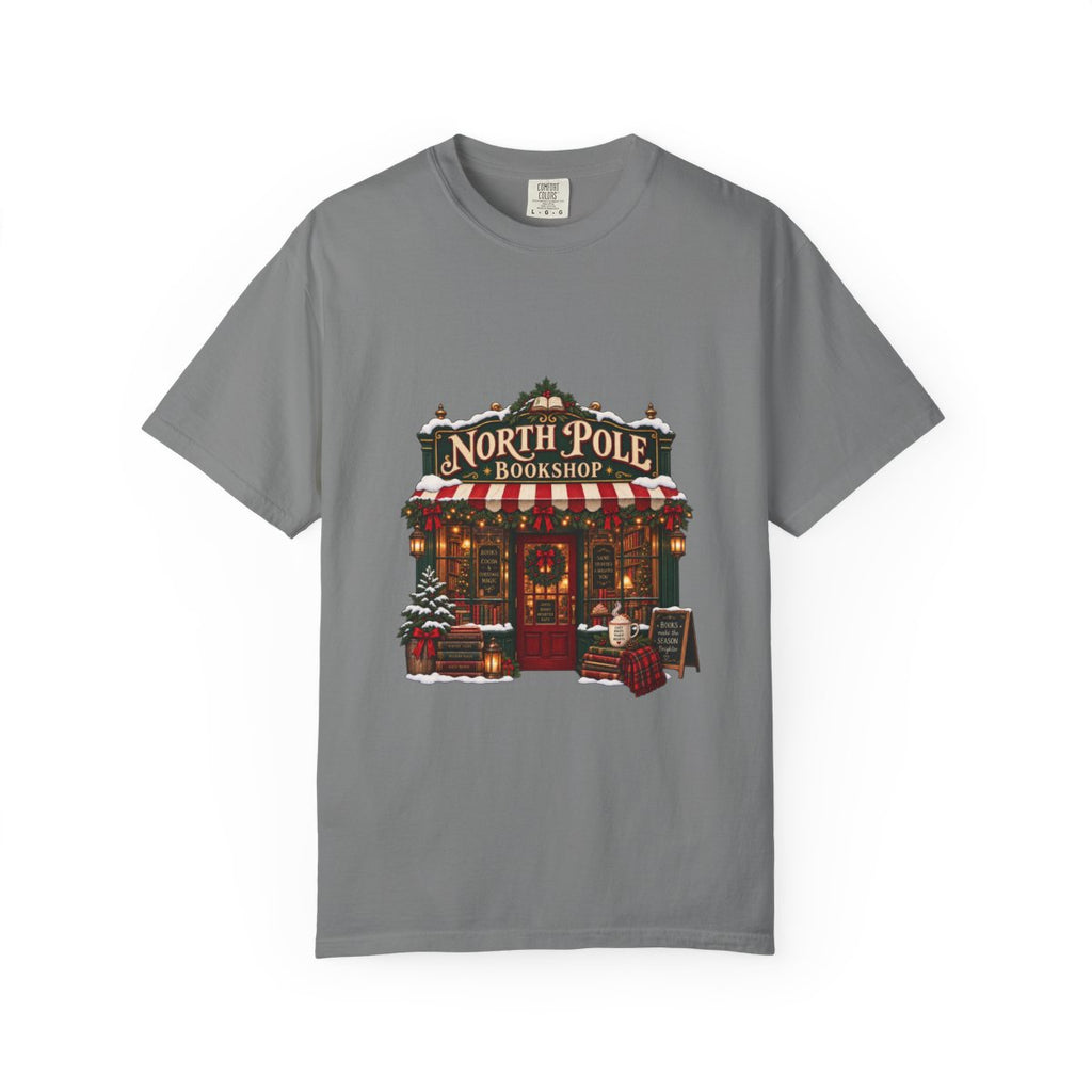 North Pole Bookshop T-shirt | Christmas bookstore illustration
