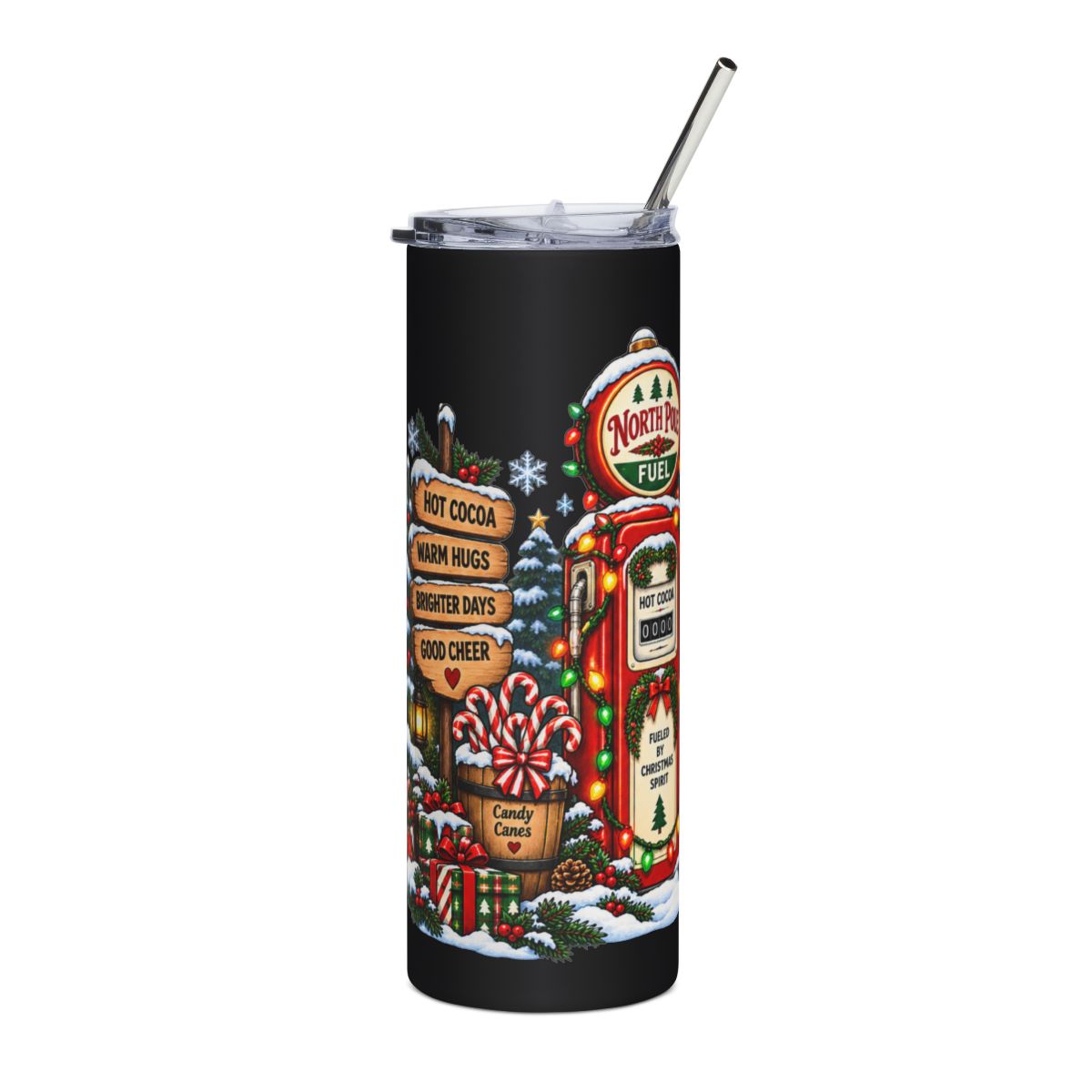 North Pole Fuel Snowman Tumbler | 20oz Stainless Steel Holiday Travel Cup