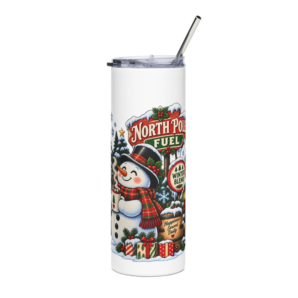 North Pole Fuel Snowman Tumbler | 20oz Stainless Steel Holiday Travel Cup