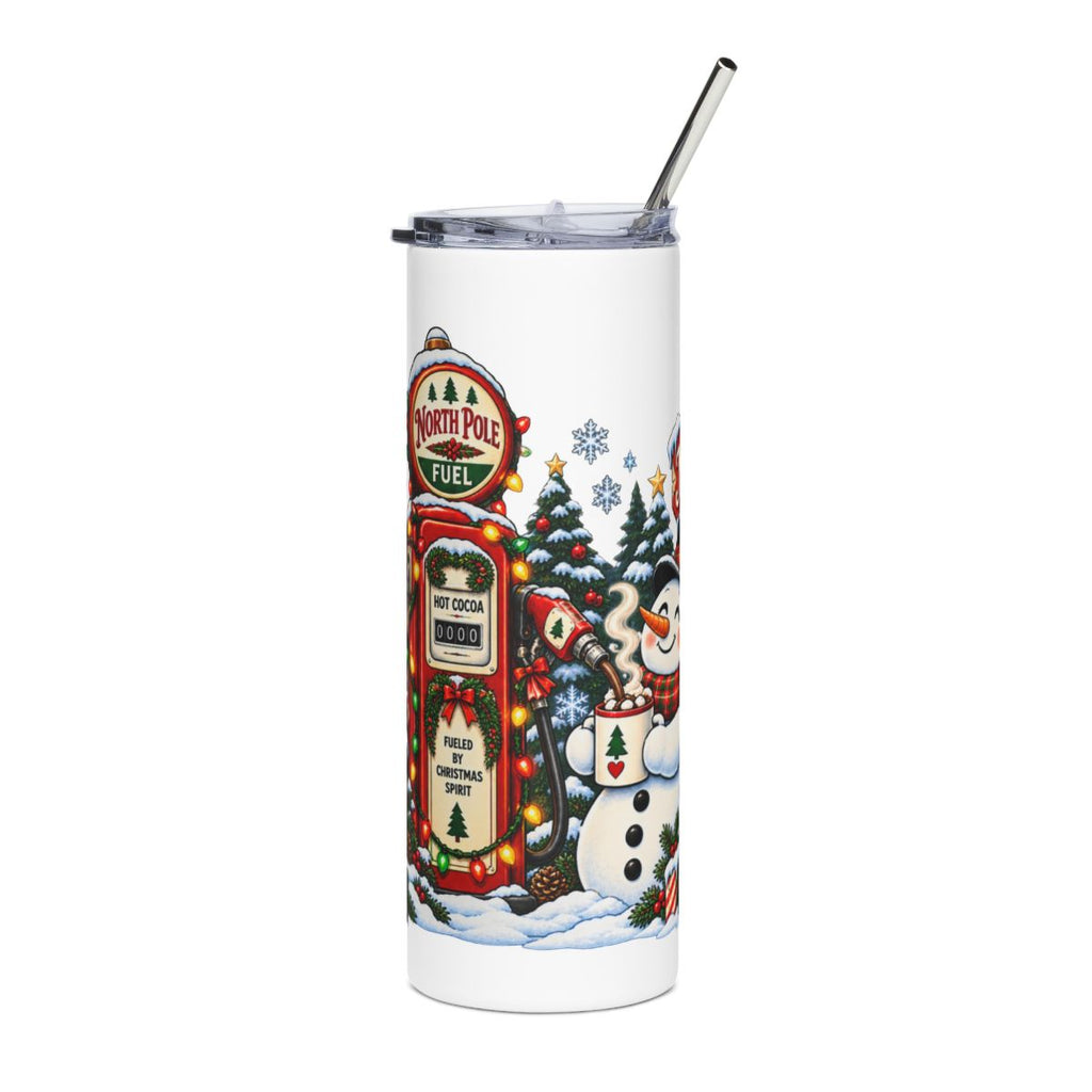 North Pole Fuel Snowman Tumbler | 20oz Stainless Steel Holiday Travel Cup