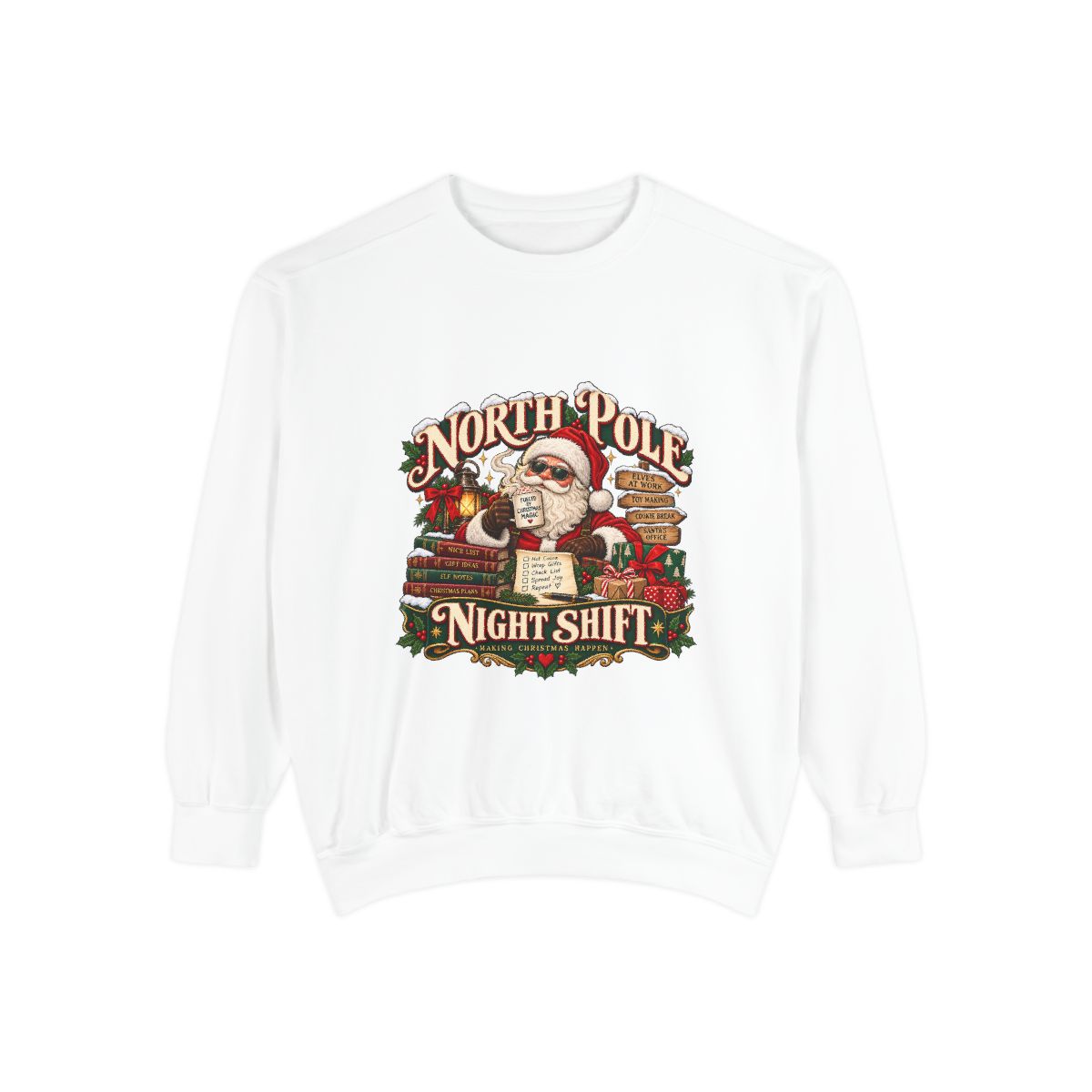 North Pole Night Shift Sweatshirt | Santa Claus Workshop Christmas Crewneck