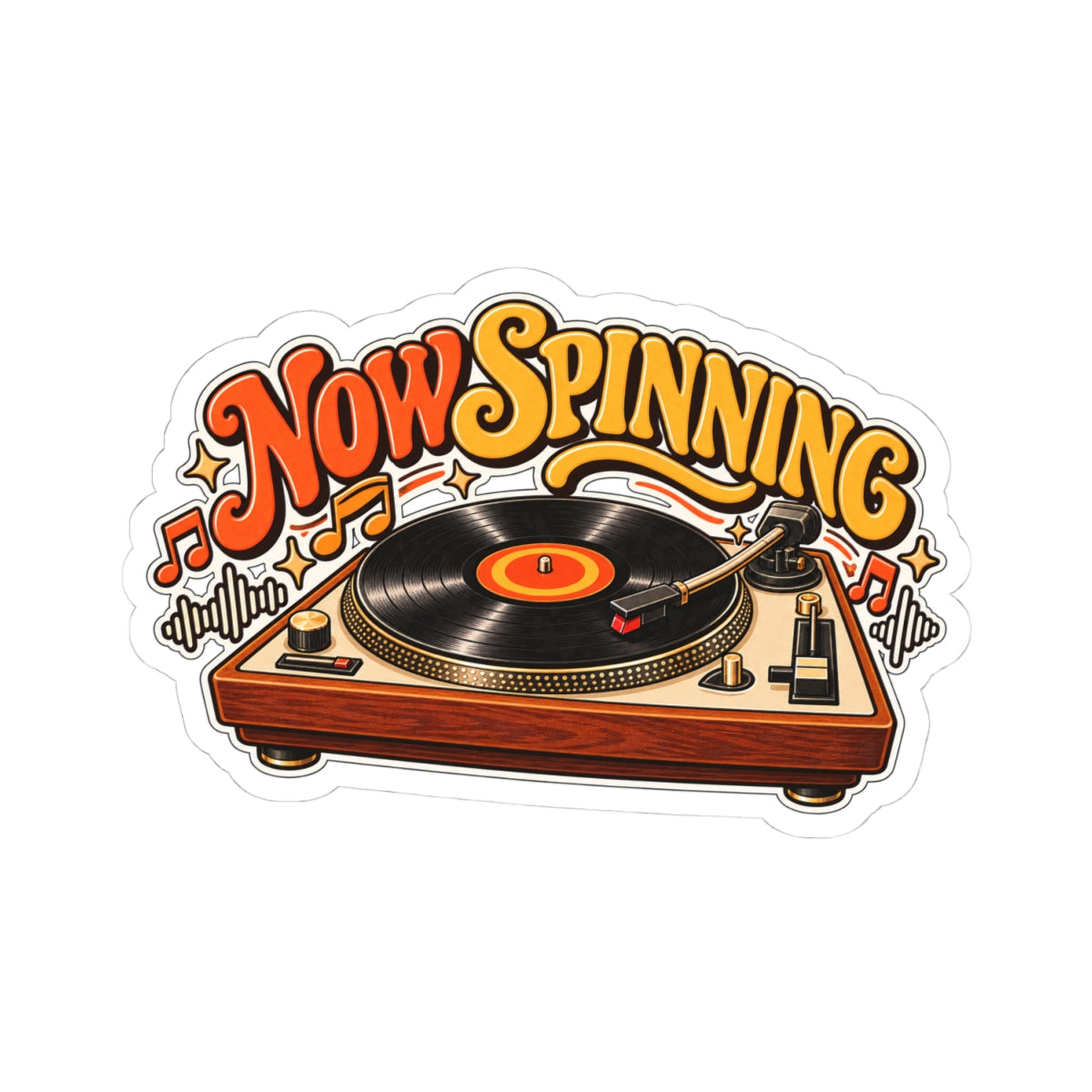 Now Spinning Turntable Sticker | Vinyl Record Retro Music Decal
