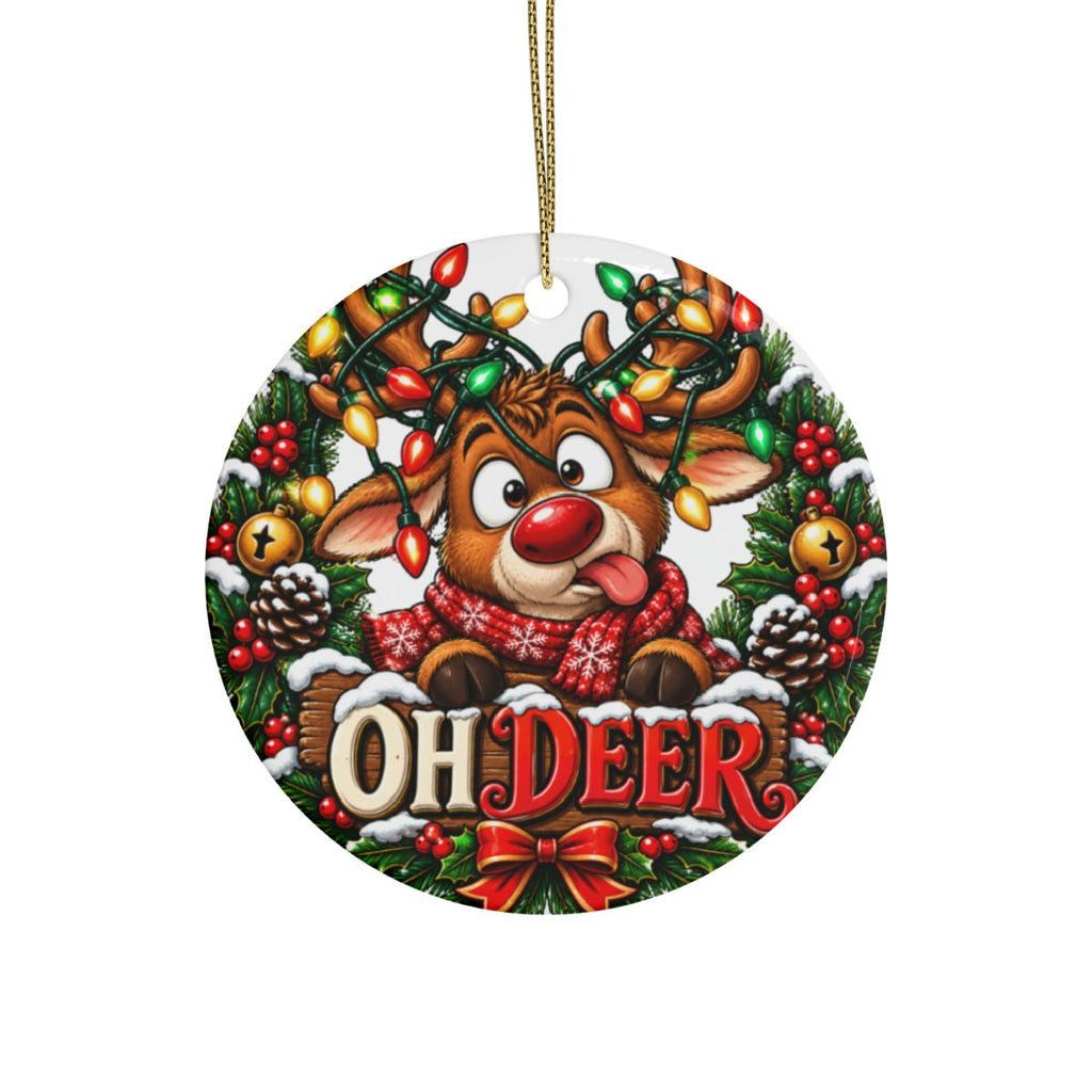 Oh Deer Deer Reindeer Ornament | Ceramic Christmas Ornament