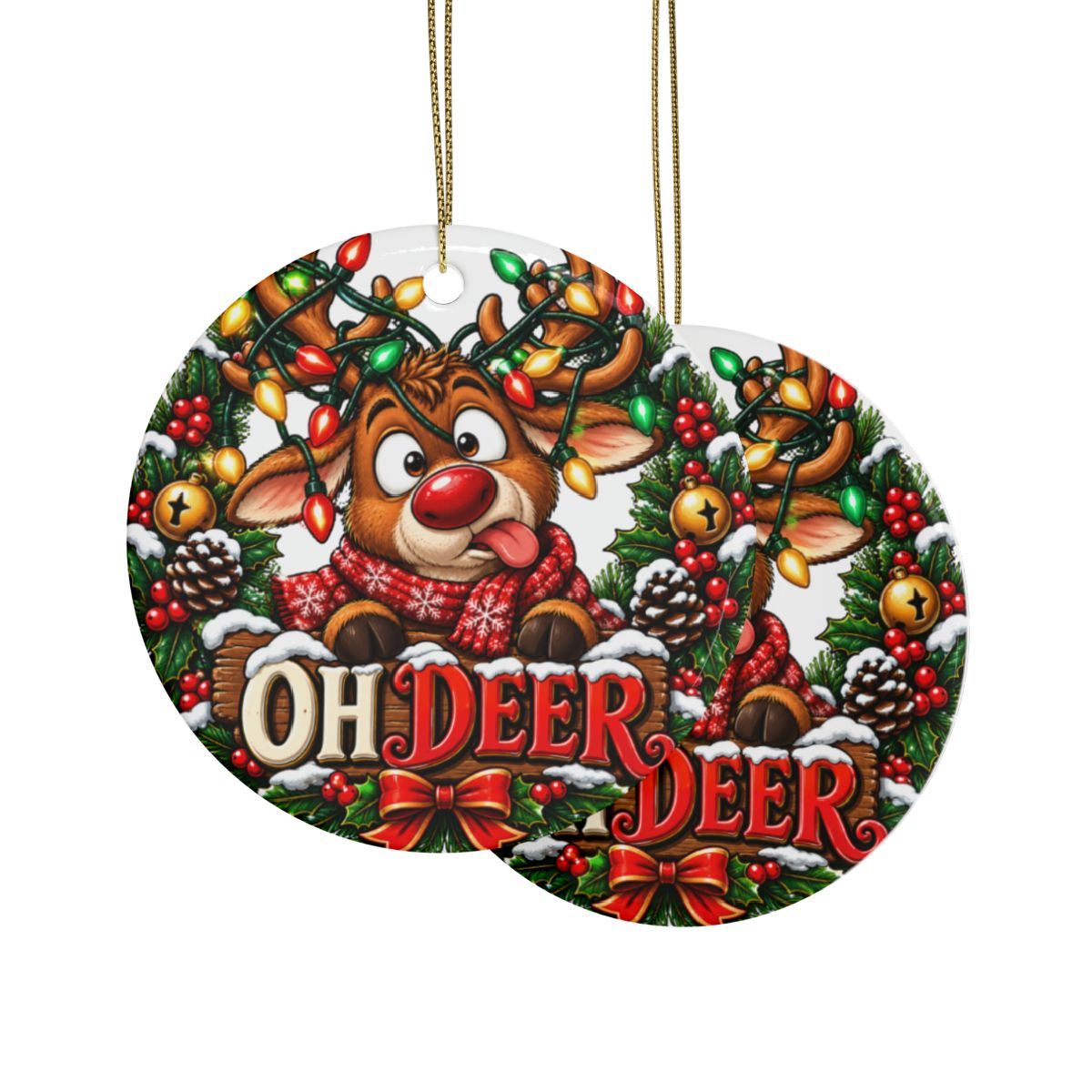 Oh Deer Deer Reindeer Ornament | Ceramic Christmas Ornament