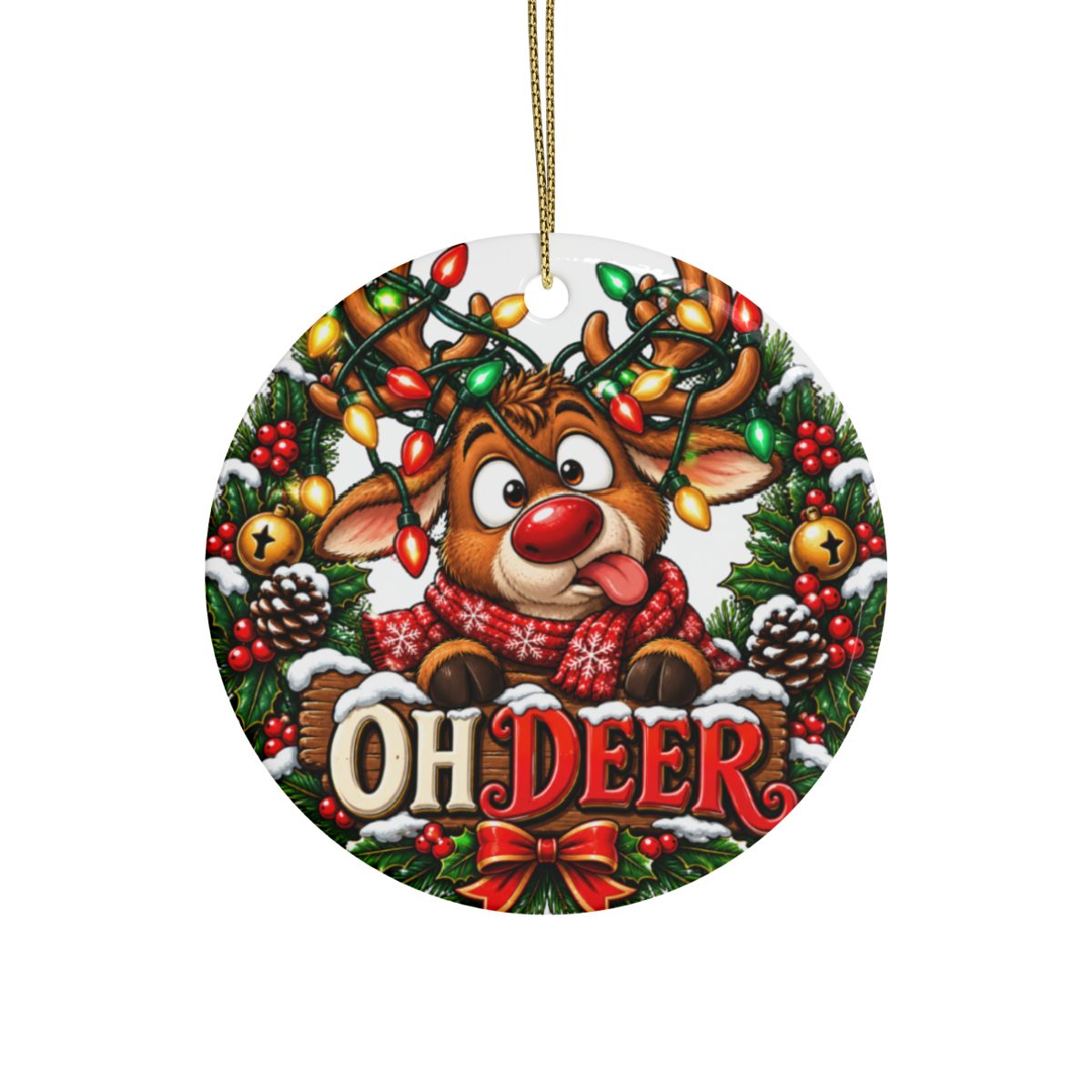 Oh Deer Deer Reindeer Ornament | Ceramic Christmas Ornament