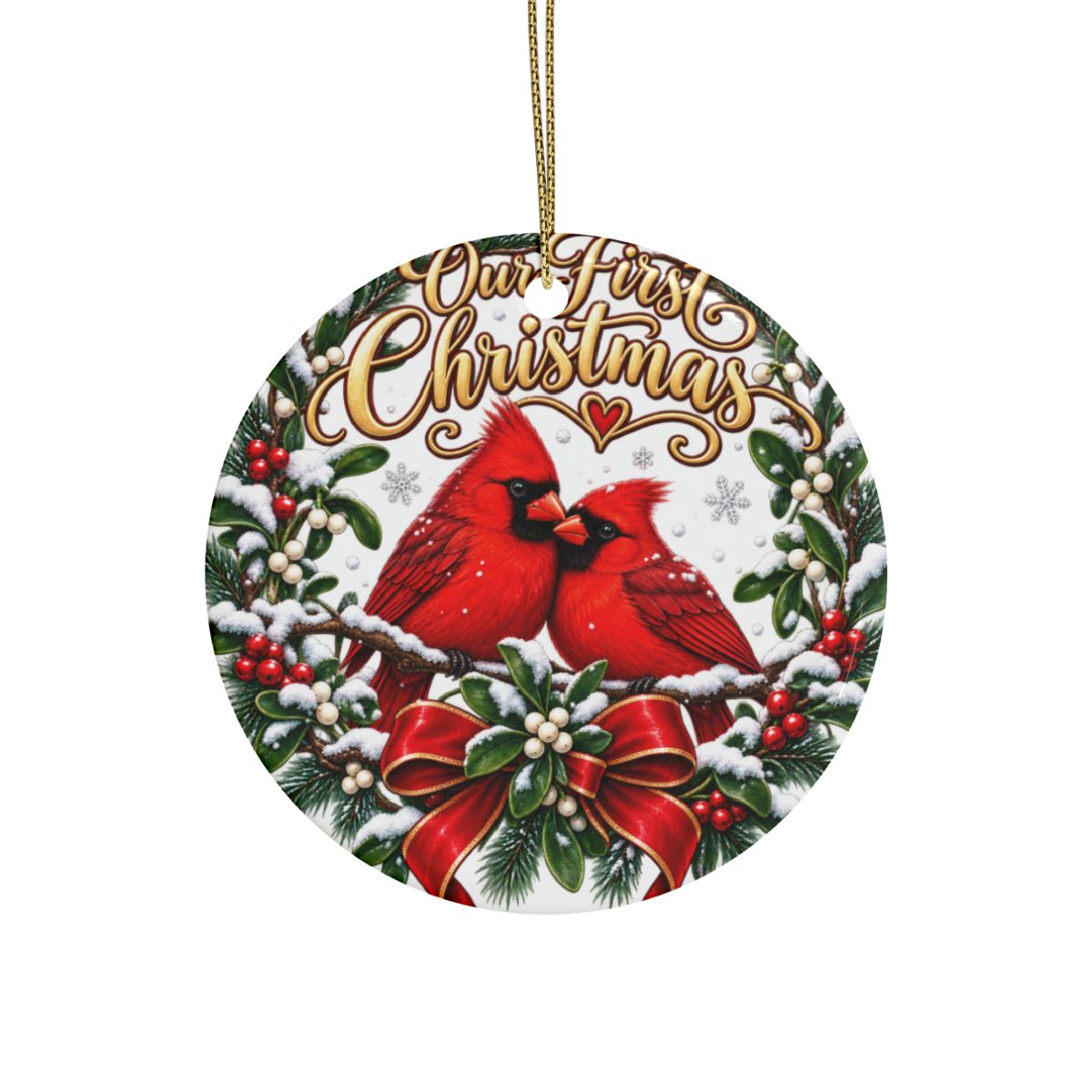Our First Christmas Cardinals Ornament | Ceramic Holiday Decoration