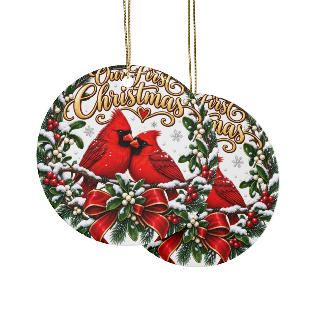 Our First Christmas Cardinals Ornament | Ceramic Holiday Decoration