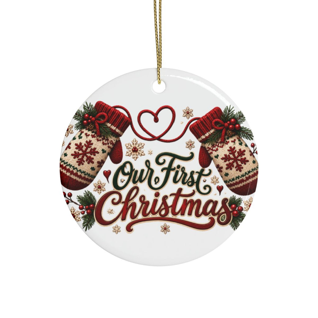 Our First Christmas Ceramic Ornament | Round Holiday Keepsake