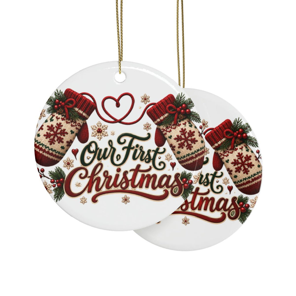 Our First Christmas Ceramic Ornament | Round Holiday Keepsake