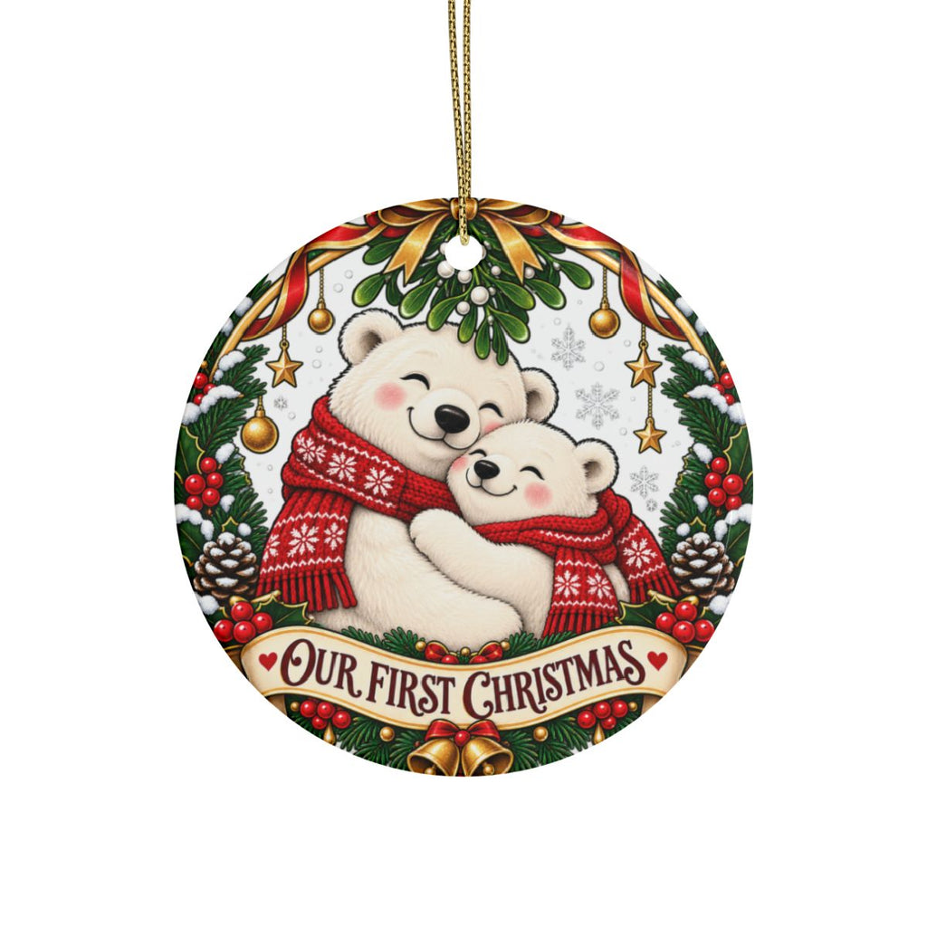 Our First Christmas Polar Bear Ornament | Ceramic Holiday Keepsake