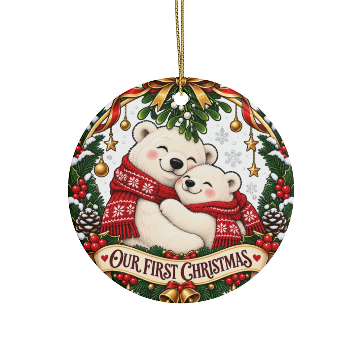 Our First Christmas Polar Bear Ornament | Ceramic Holiday Keepsake