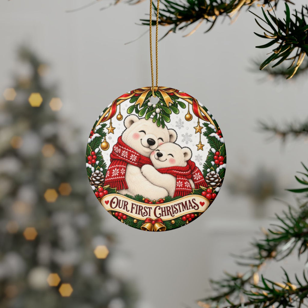 Our First Christmas Polar Bear Ornament | Ceramic Holiday Keepsake