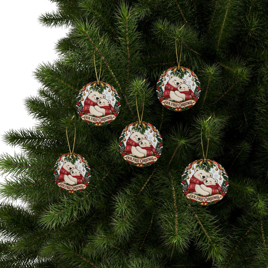 Our First Christmas Polar Bear Ornament | Ceramic Holiday Keepsake