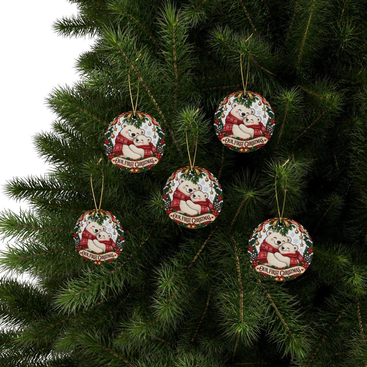 Our First Christmas Polar Bear Ornament | Ceramic Holiday Keepsake