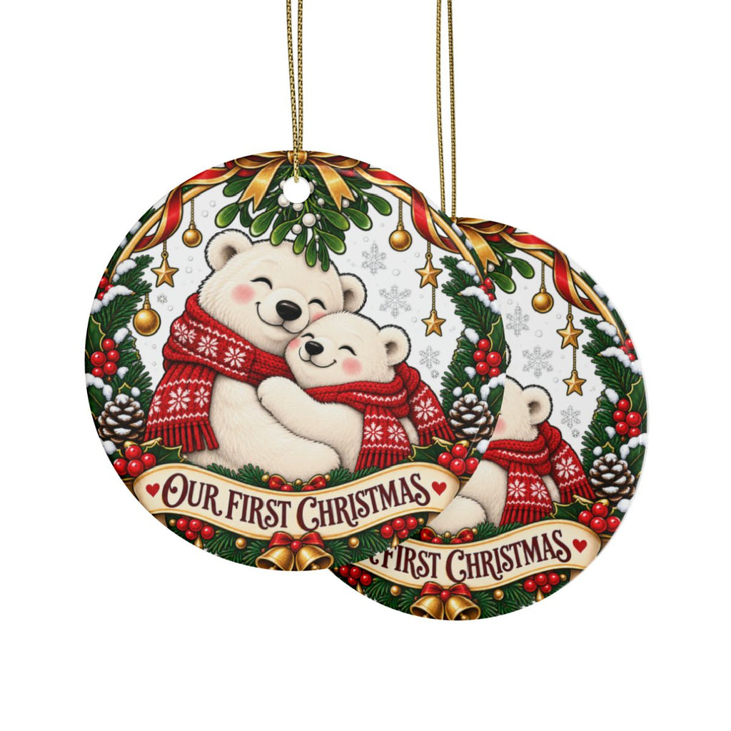 Our First Christmas Polar Bear Ornament | Ceramic Holiday Keepsake