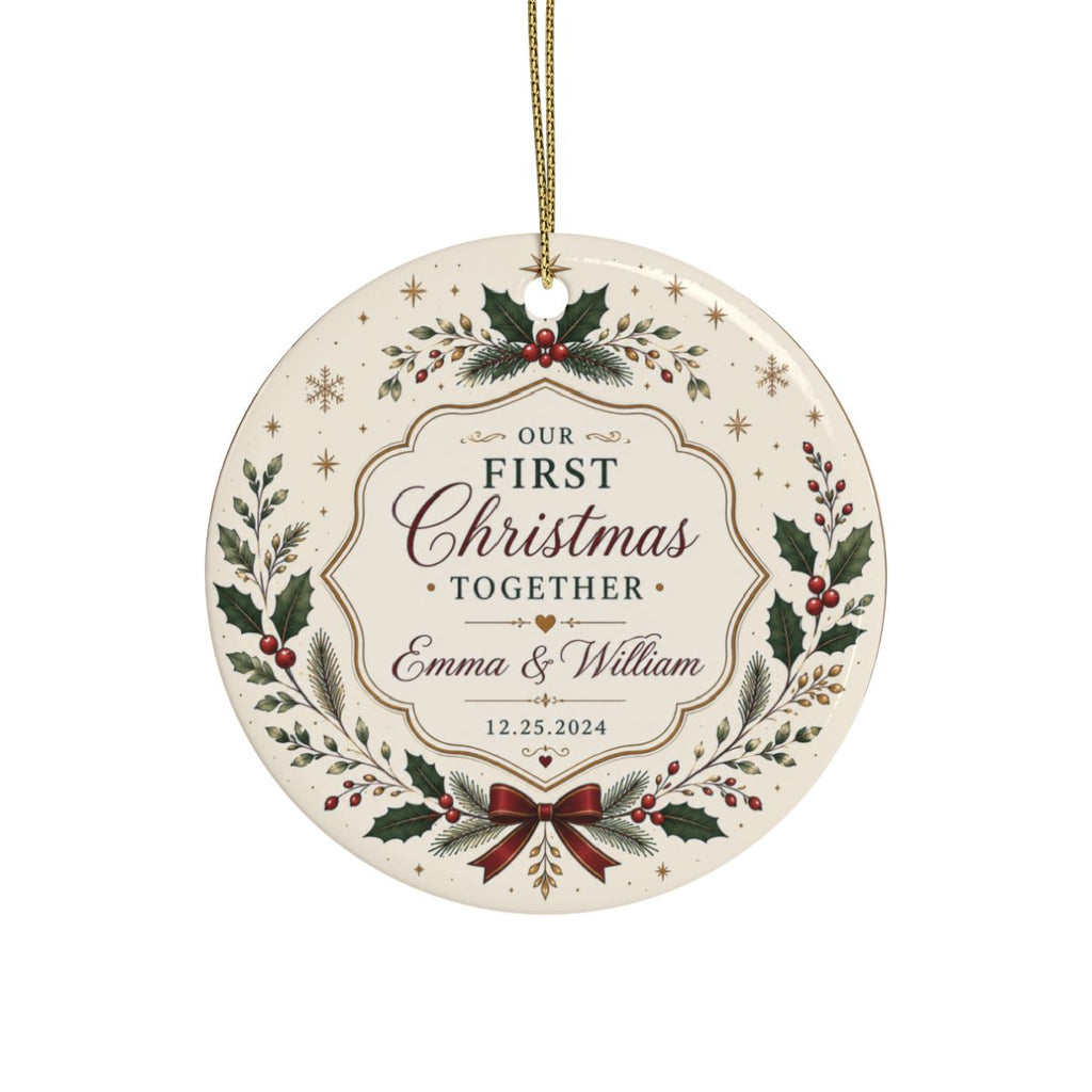 Our First Christmas Together Ceramic Ornament | Personalized Names & Date