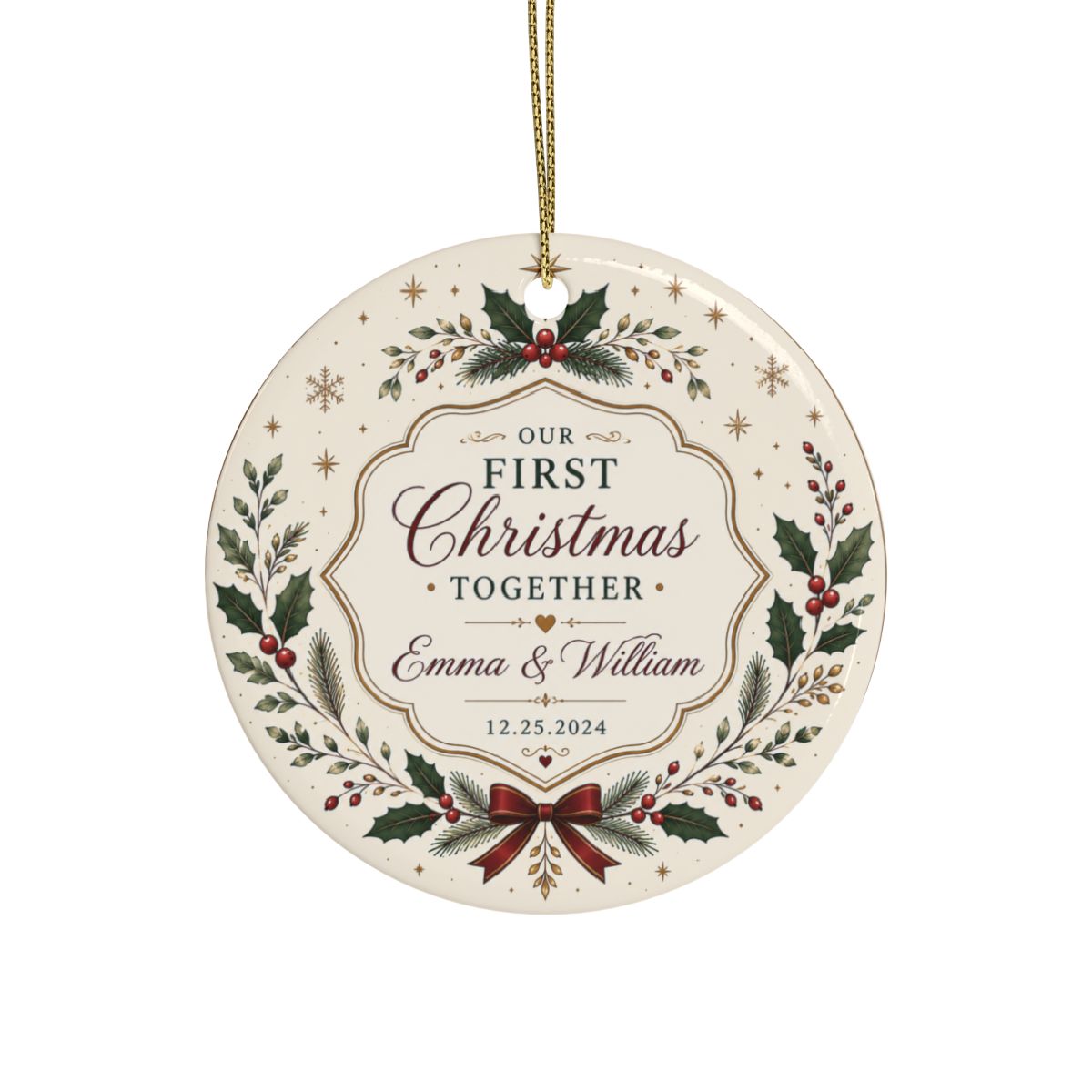 Our First Christmas Together Ceramic Ornament | Personalized Names & Date