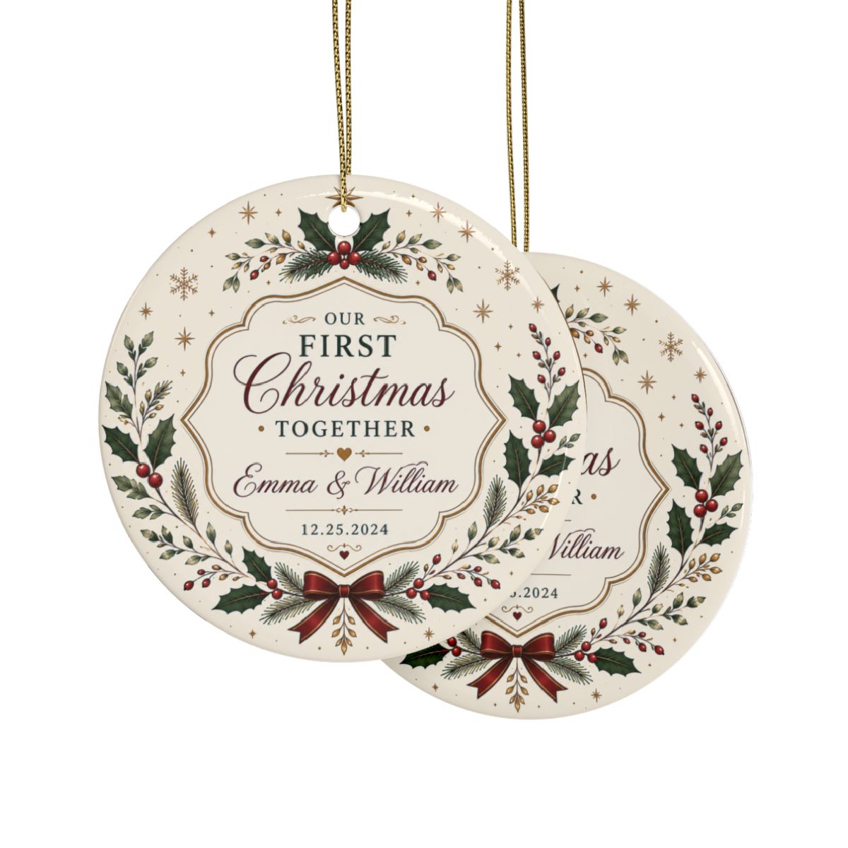 Our First Christmas Together Ceramic Ornament | Personalized Names & Date