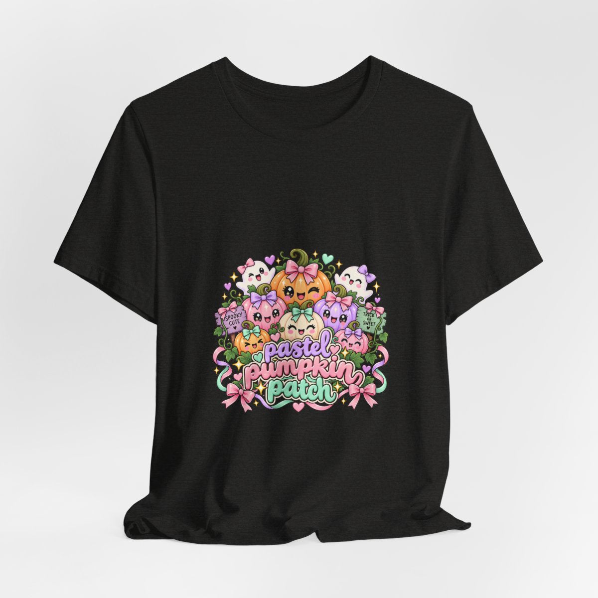 Pastel Pumpkin Patch T-Shirt | Cute Kawaii Halloween Pumpkins Ghost Graphic Tee, Soft Pastel Spooky Season Shirt