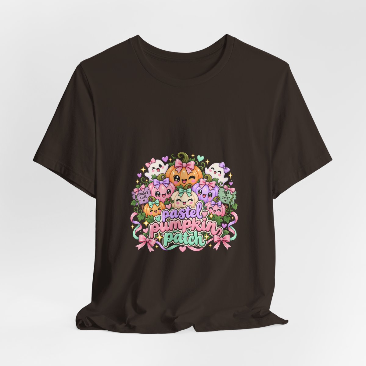 Pastel Pumpkin Patch T-Shirt | Cute Kawaii Halloween Pumpkins Ghost Graphic Tee, Soft Pastel Spooky Season Shirt