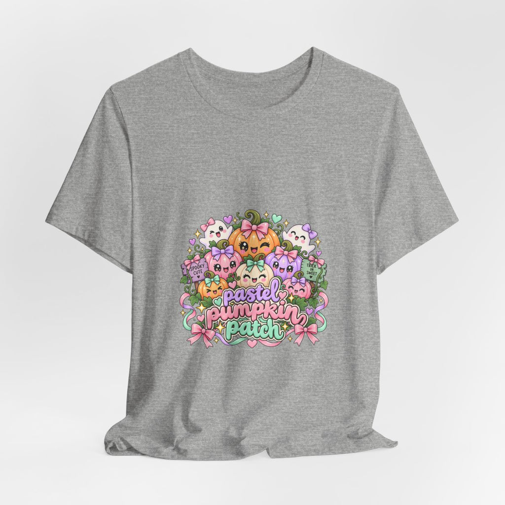 Pastel Pumpkin Patch T-Shirt | Cute Kawaii Halloween Pumpkins Ghost Graphic Tee, Soft Pastel Spooky Season Shirt