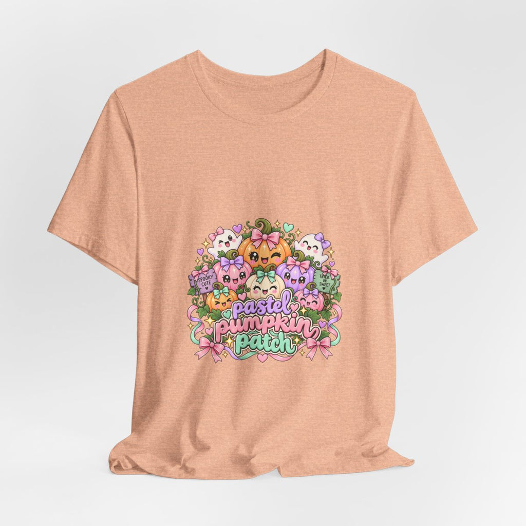 Pastel Pumpkin Patch T-Shirt | Cute Kawaii Halloween Pumpkins Ghost Graphic Tee, Soft Pastel Spooky Season Shirt