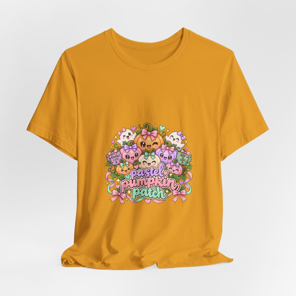 Pastel Pumpkin Patch T-Shirt | Cute Kawaii Halloween Pumpkins Ghost Graphic Tee, Soft Pastel Spooky Season Shirt