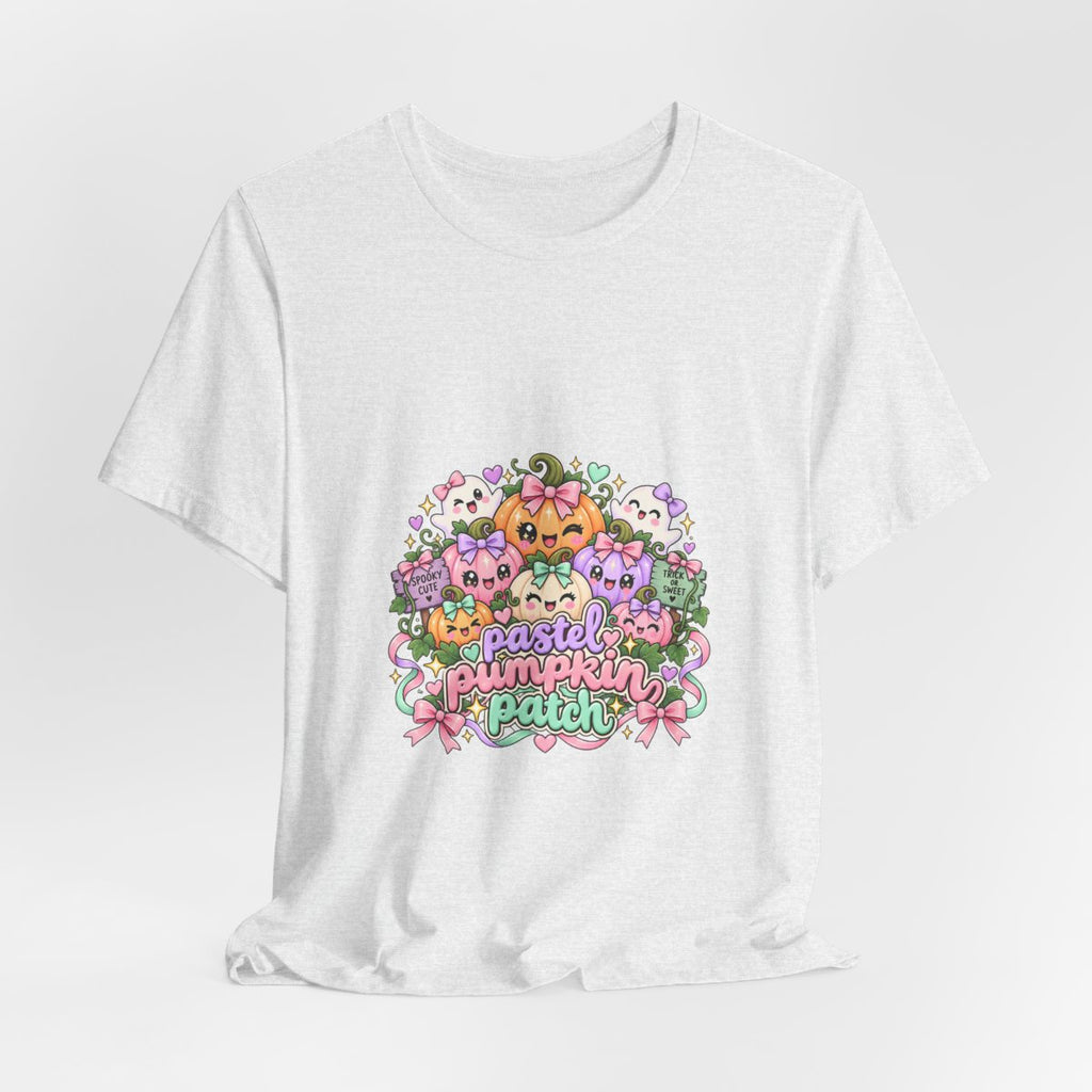 Pastel Pumpkin Patch T-Shirt | Cute Kawaii Halloween Pumpkins Ghost Graphic Tee, Soft Pastel Spooky Season Shirt